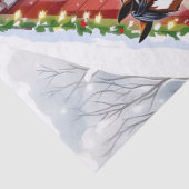 Een feestelijk bruin paard en winterschuur Kerstmi Tissuepapier (Detail)