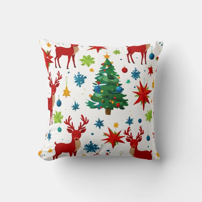 Een feestelijk kerstpatroon Digitale kunst Kussen (Voorkant)