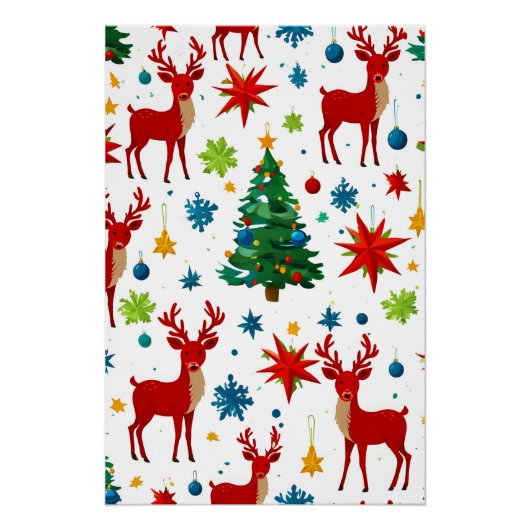 Een feestelijk kerstpatroon Digitale kunst Perfect Poster (Voorkant)