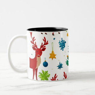 Een feestelijk kerstpatroon Digitale kunst Tweekleurige Koffiemok