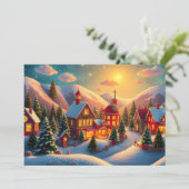 Een feestelijk Lil' kerstdorp gepersonaliseerd Feestdagenkaart (Staand voorkant)