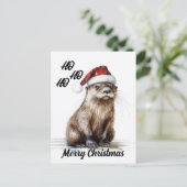 Een feestelijk Santa Christmas Otter Briefkaart (Staand voorkant)