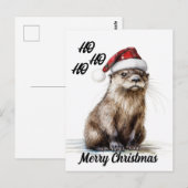 Een feestelijk Santa Christmas Otter Briefkaart (Voorkant / Achterkant)