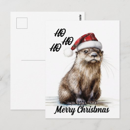 Een feestelijk Santa Christmas Otter Briefkaart (Voorkant / Achterkant)