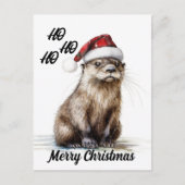 Een feestelijk Santa Christmas Otter Briefkaart (Voorkant)