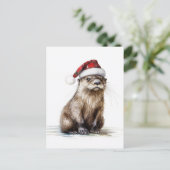 Een feestelijk Santa Christmas Otter Briefkaart (Staand voorkant)