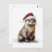 Een feestelijk Santa Christmas Otter Briefkaart (Voorkant / Achterkant)