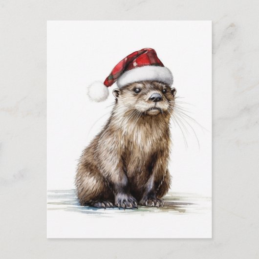 Een feestelijk Santa Christmas Otter Briefkaart (Voorkant)