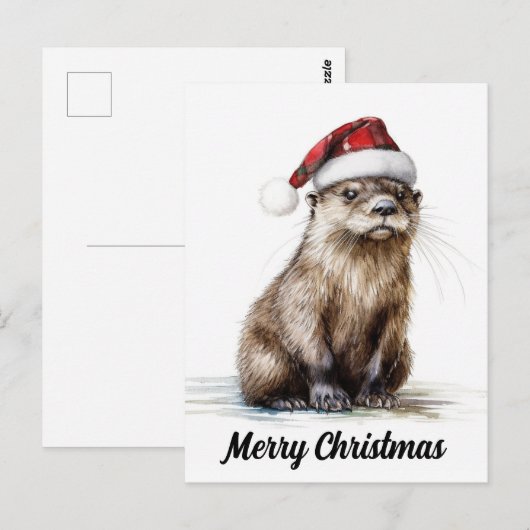 Een feestelijk Santa Christmas Otter Briefkaart (Voorkant / Achterkant)