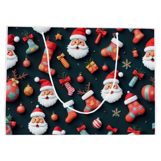 Een feestelijk tapijt en kerstsfeer groot cadeauzakje (Achterkant)