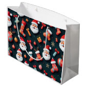 Een feestelijk tapijt en kerstsfeer groot cadeauzakje (Achterkant Gekanteld)