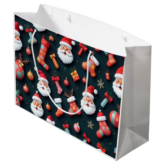 Een feestelijk tapijt en kerstsfeer groot cadeauzakje (Achterkant Gekanteld)