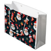 Een feestelijk tapijt en kerstsfeer groot cadeauzakje (Voorkant Gekanteld)