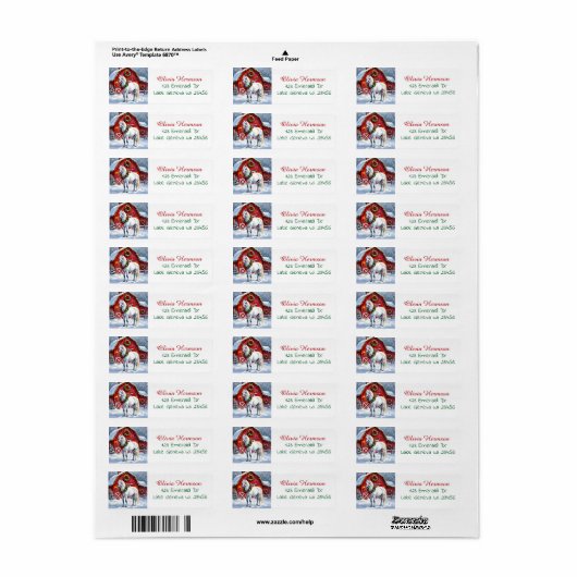 Een feestelijk wit paard en winterschuur Kerstmis Etiket (Full Sheet)