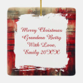 Een feestelijk wit paard en winterschuur Kerstmis Keramisch Ornament (Achterkant)