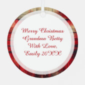 Een feestelijk wit paard en winterschuur Kerstmis Metalen Ornament (Achterkant)