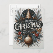 Een feestelijke groet: Vrolijk bericht Kerst Kaart (Voorkant / Achterkant)