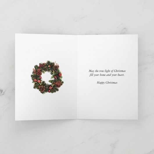 Een feestelijke kerstkrans voor je tante en oom feestdagen kaart (Binnen)