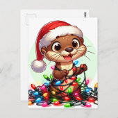 Een feestelijke kerstotter gewikkeld in lichten briefkaart (Voorkant / Achterkant)