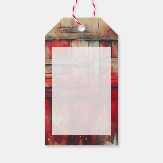 Een feestelijke Koe in Santa Hat Country Christmas Cadeaulabel (Achterkant)