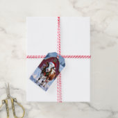 Een feestelijke Koe in Santa Hat Country Christmas Cadeaulabel (Met Touw)