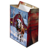 Een feestelijke Koe in Santa Hat Country Christmas Medium Cadeauzakje (Voorkant Gekanteld)