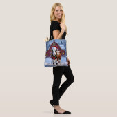 Een feestelijke Koe in Santa Hat Country Christmas Tote Bag (Op model)