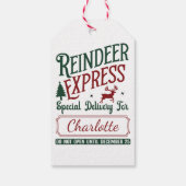 Een feestelijke levering van het Reindeer Express Cadeaulabel (Achterkant)