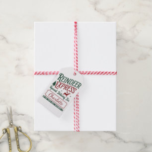 Een feestelijke levering van het Reindeer Express Cadeaulabel