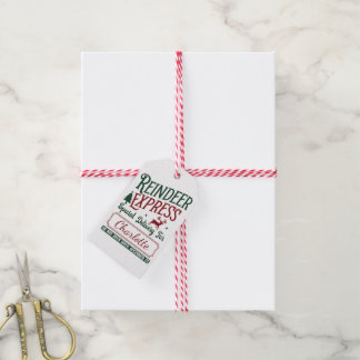 Een feestelijke levering van het Reindeer Express  Cadeaulabel