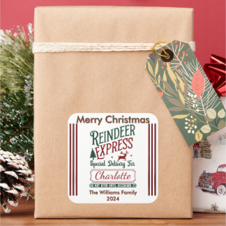 Een feestelijke levering van het Reindeer Express  Vierkante Sticker