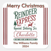 Een feestelijke levering van het Reindeer Express  Vierkante Sticker (Voorkant)