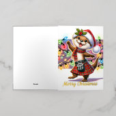 Een feestelijke Schotse kerstotter Folie Wenskaart (Buiten Laag)