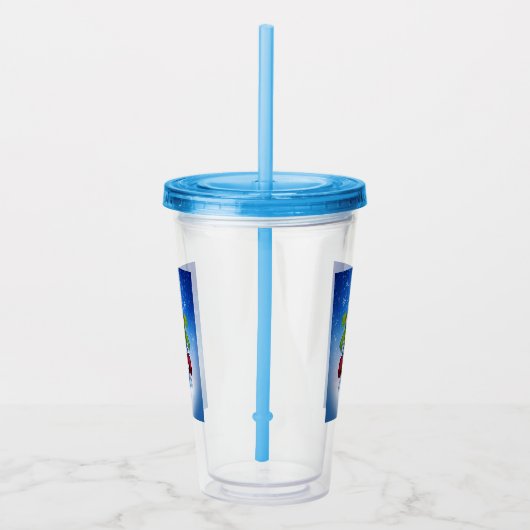 Een feestelijke sneeuwman acryl drinkbeker (Rechts)