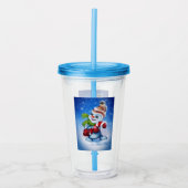Een feestelijke sneeuwman acryl drinkbeker (Voorkant)