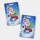 Een feestelijke sneeuwman badge (Voor- en achterkant)