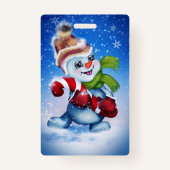 Een feestelijke sneeuwman badge (Achterkant)