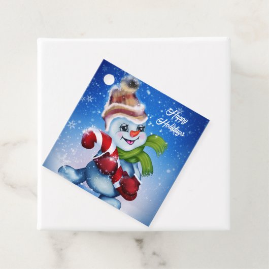 Een feestelijke sneeuwman bedankjes labels (In situ)