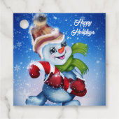 Een feestelijke sneeuwman bedankjes labels (Voorkant)