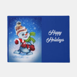 Een feestelijke sneeuwman deurmat