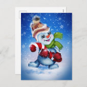 Een feestelijke sneeuwman feestdagenkaart (Voorkant / Achterkant)