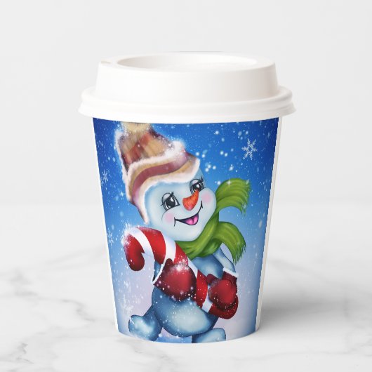 Een feestelijke sneeuwman papieren bekers (Achterkant)