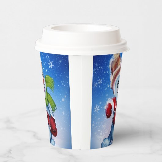 Een feestelijke sneeuwman papieren bekers (Rechts)