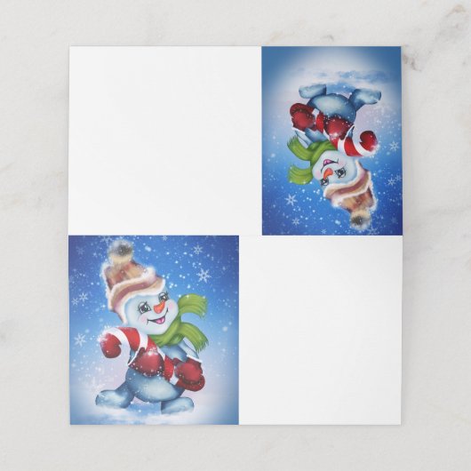 Een feestelijke sneeuwman plaatskaartje (Buitenkant ongevouwen)
