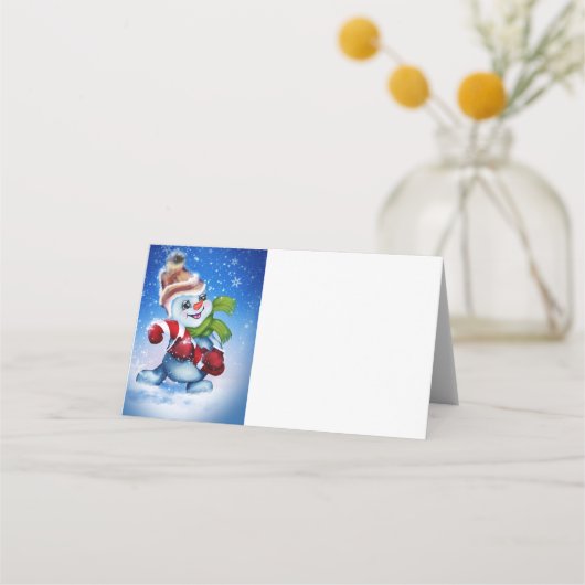 Een feestelijke sneeuwman plaatskaartje (Achterkant)