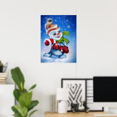 Een feestelijke sneeuwman poster (Thuiskantoor)