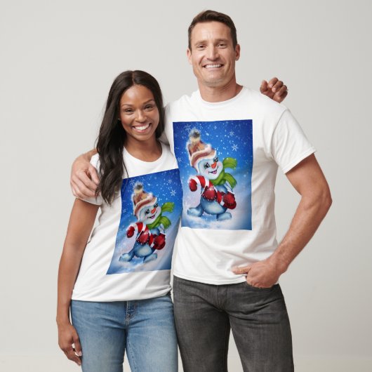 Een feestelijke sneeuwman t-shirt (Unisex)