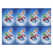 Een feestelijke sneeuwman tafelkleed (Voorkant (Horizontaal))