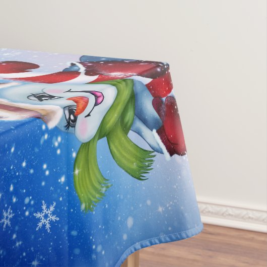Een feestelijke sneeuwman tafelkleed (Voorbeeld)