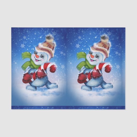 Een feestelijke sneeuwman tissuepapier (Voorkant)